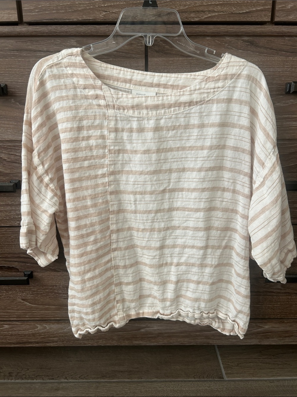 J. Jill Striped Scoop-Neck Tunic in Cream and Tan